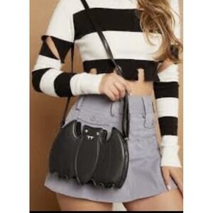 Cute Goth PU Leather Bat Shaped‎ Shoulder Bag Purse w/ Bling Eyes